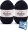 2 Skein Yarn Art Dolce Maxi, Premium Velvet Yarn, Super Soft Bulky 6 Fluffy Bulky for Knitting Crocheting Crafting Blanket Amigurumi Soft Velvet Baby Shedding 400gr, 152 Yards (Black)
